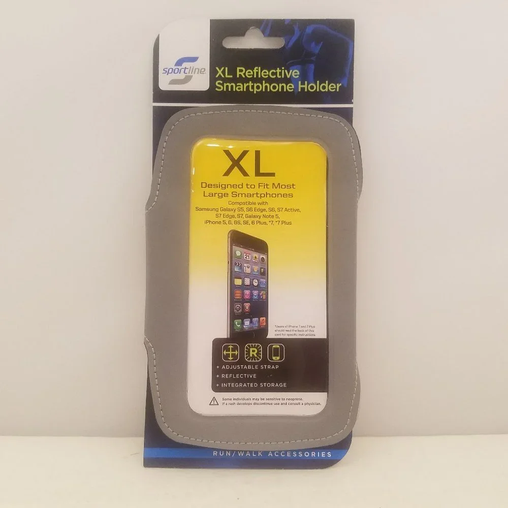 Sportline XL Reflective Smartphone Holder w/ Adjustable Strap Silver 🆕